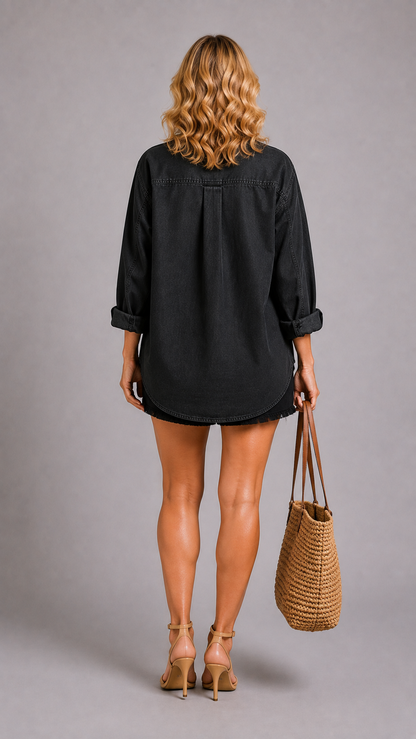 Emilia | Top Tunique en Jean Col en V Chic