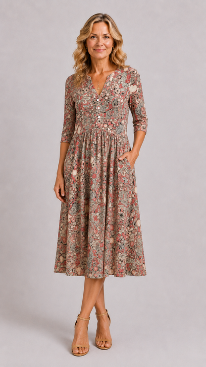 Evelyn | Robe Midi Gracieuse avec Poches