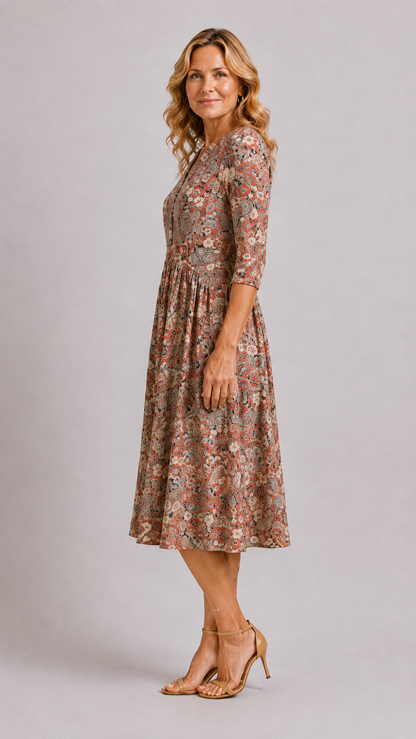 Evelyn | Robe Midi Gracieuse avec Poches