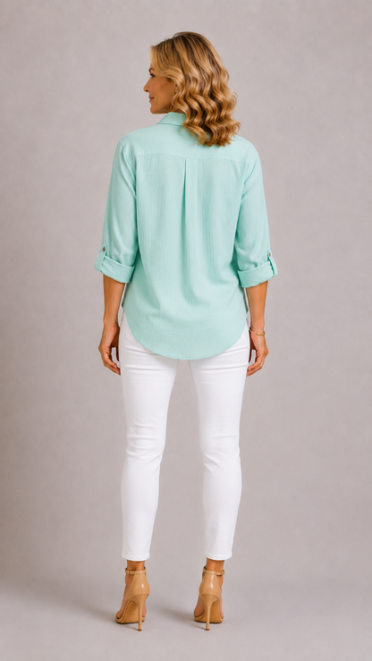 MADELYN | Blouse Casual à Boutons et Manches Longues