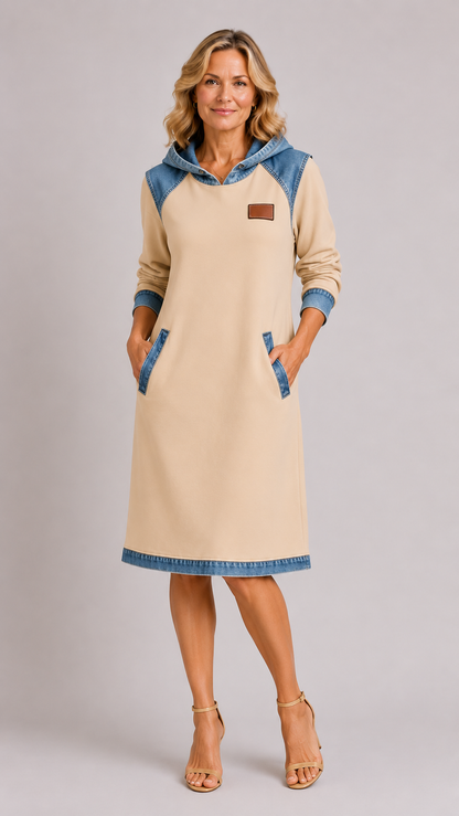 Alexa | Robe à Capuche Contrastée et Confortable