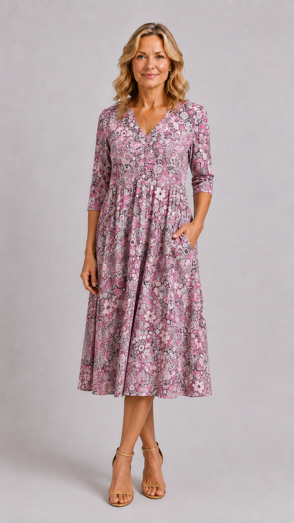 Evelyn | Robe Midi Gracieuse avec Poches