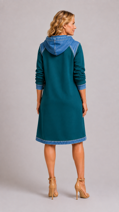 Alexa | Robe à Capuche Contrastée et Confortable