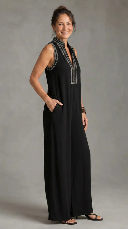 Velmira | Elegant Embroidered Wide-Leg Jumpsuit