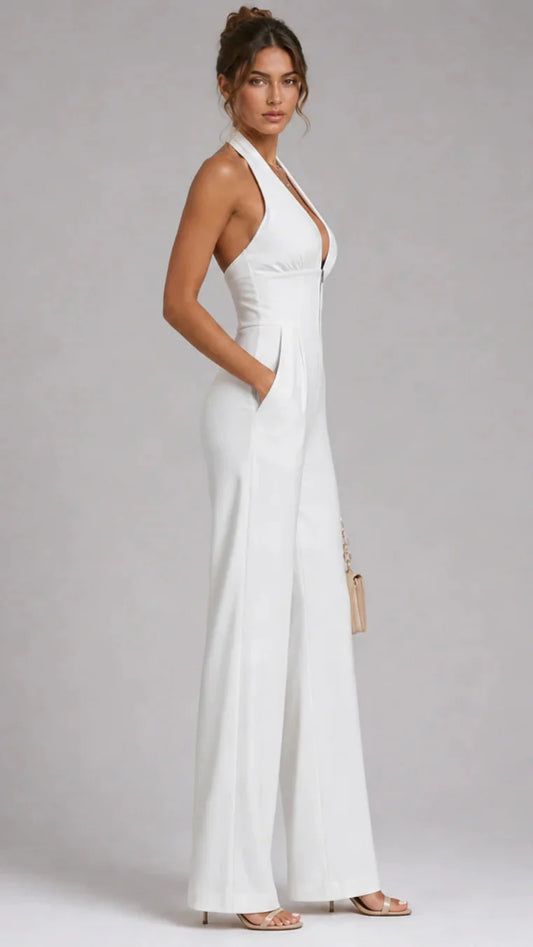 Nymera | Elegant Wide-Leg Halter Jumpsuit