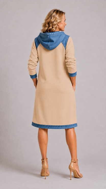Alexa | Robe à Capuche Contrastée et Confortable