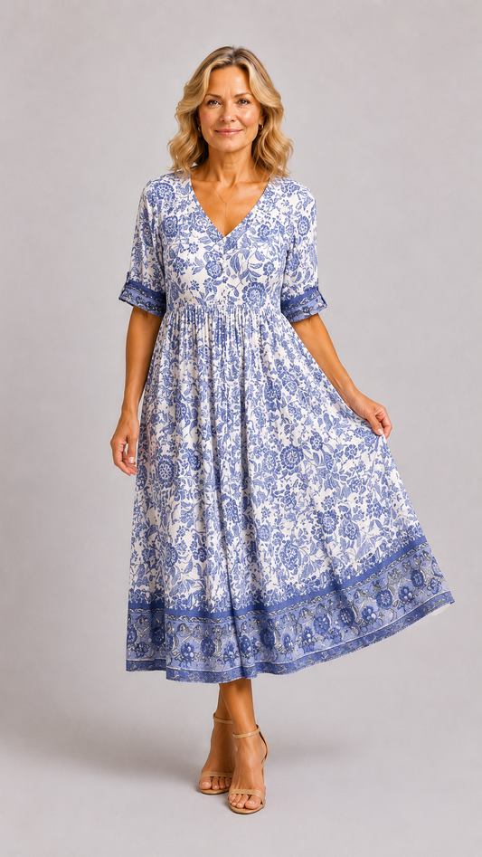 Ellie | Robe Florale Col en V Gracieuse