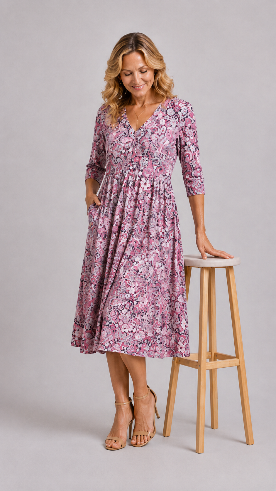 Evelyn | Robe Midi Gracieuse avec Poches