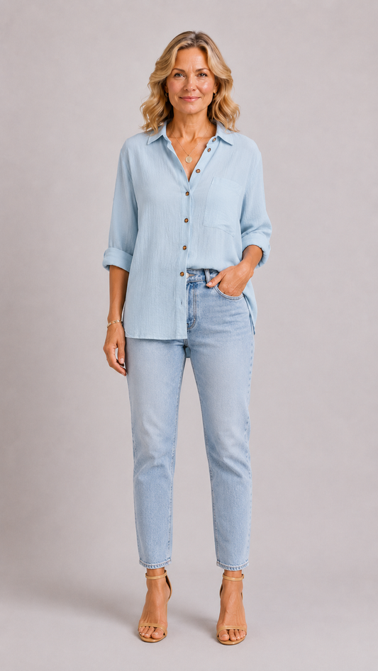 MADELYN | Blouse Casual à Boutons et Manches Longues
