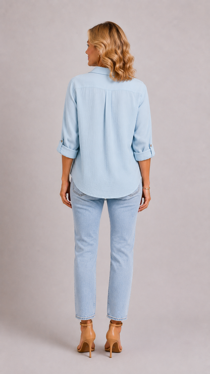 MADELYN | Blouse Casual à Boutons et Manches Longues