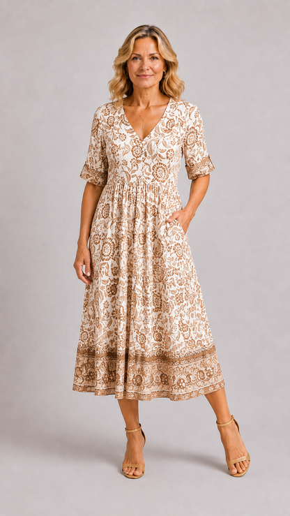 Ellie | Robe Florale Col en V Gracieuse