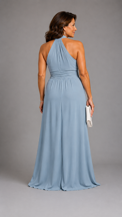 Vaelora | Elegant Cross-Halter Midi Dress