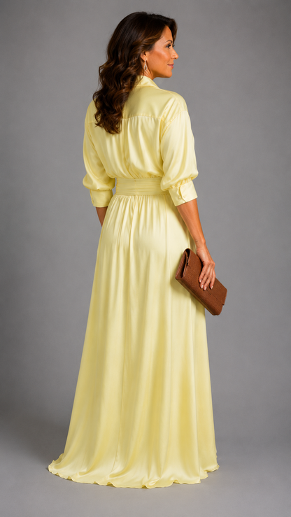 Zelith | Elegant Midi Dress with Belt and Shirt Collar